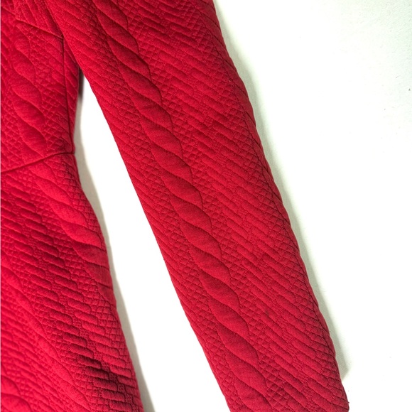 Betsey Johnson Red Quilted Long Sleeve Skater Dress Size 6 - Picture 6 of 8